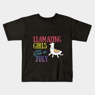 Llama Llamazing Girls Are Born In July Birthday Design Kids T-Shirt